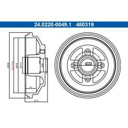 Brake Drum ATE 24.0220-0049.1 OE Ref 93193100