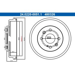 Brake Drum ATE 24.0220-0051.1 OE Ref DA7R26251