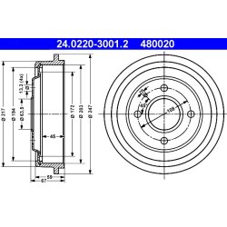 Brake Drum ATE 24.0220-3001.2 OE Ref 6070682