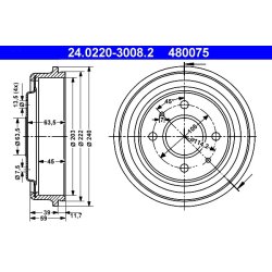 Brake Drum ATE 24.0220-3008.2 OE Ref 6192490