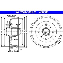 Brake Drum ATE 24.0220-3009.2 OE Ref 1057814