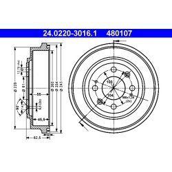 Brake Drum ATE 24.0220-3016.1 OE Ref 42610SK3E10
