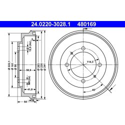 Brake Drum ATE 24.0220-3028.1 OE Ref MR205575