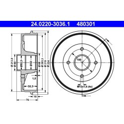 Brake Drum ATE 24.0220-3036.1