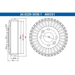 Brake Drum ATE 24.0220-3039.1 OE Ref 432009514R