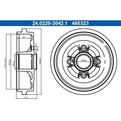 Brake Drum ATE 24.0220-3042.1 OE Ref 432063VU0A