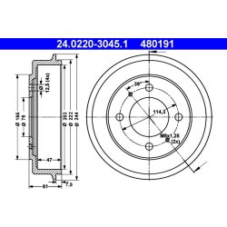 Brake Drum ATE 24.0220-3045.1