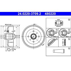 Brake Drum ATE 24.0220-3709.2 OE Ref 1057814