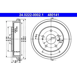 Brake Drum ATE 24.0222-0002.1 OE Ref 42610S70000