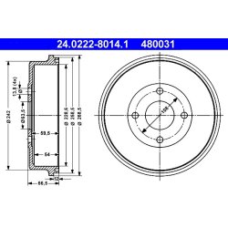 Brake Drum ATE 24.0222-8014.1 OE Ref 6710010