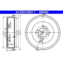 Tambour de frein ATE 24.0222-8021.1 pour NISSAN SUNNY