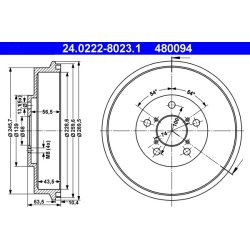 Brake Drum ATE 24.0222-8023.1 OE Ref 26340AA010