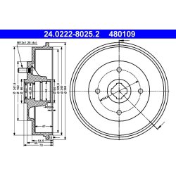 Brake Drum ATE 24.0222-8025.2 OE Ref 4320309E00