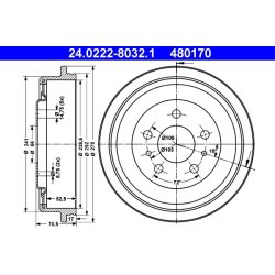 Brake Drum ATE 24.0222-8032.1 OE Ref 7700710513