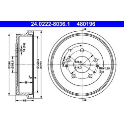 Brake Drum ATE 24.0222-8036.1