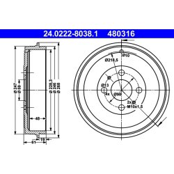Brake Drum ATE 24.0222-8038.1