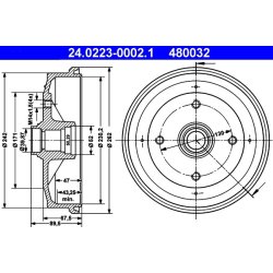 Brake Drum ATE 24.0223-0002.1 OE Ref 111405615D