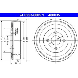 Brake Drum ATE 24.0223-0005.1 OE Ref 34211101741