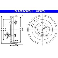 Brake Drum ATE 24.0223-0009.1 OE Ref A6014235101
