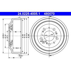 Brake Drum ATE 24.0225-4005.1 OE Ref 1306211080