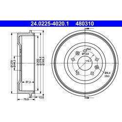 Brake Drum ATE 24.0225-4020.1 OE Ref SDC000010