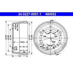 Tambour de frein ATE 24.0227-0001.1 pour VW LT
