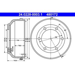 Brake Drum ATE 24.0228-0003.1