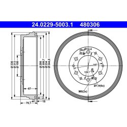 Brake Drum ATE 24.0229-5003.1 OE Ref 424310K120