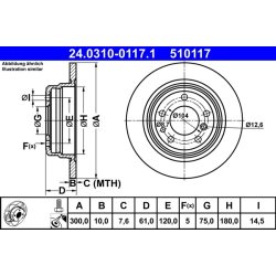 Brake Disc ATE 24.0310-0117.1 OE Ref 34211156668