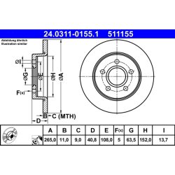 Brake Disc ATE 24.0311-0155.1 OE Ref 9M512A315BA