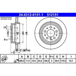 Brake Disc ATE 24.0312-0151.1 OE Ref 9434167