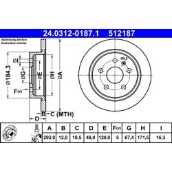 Disque de frein ATE 24.0312-0187.1 pour VAUXHALL, SAAB INSIGNIA, 9-5