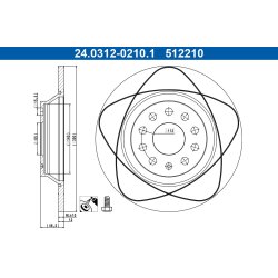 Brake Disc ATE 24.0312-0210.1 OE Ref 3Q0615601A