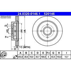Brake Disc ATE 24.0320-0146.1 OE Ref 4115996