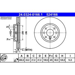 Disque de frein ATE 24.0324-0166.1 pour VAUXHALL OE 569000