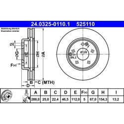 Brake Disc ATE 24.0325-0110.1 OE Ref 2034210312