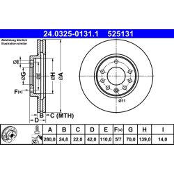 Brake Disc ATE 24.0325-0131.1 OE Ref 569060