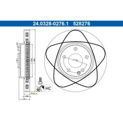 Brake Disc ATE 24.0328-0276.1 OE Ref A2464210112