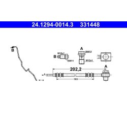 Brake Hose ATE 24.1294-0014.3 OE Ref 6R0611763B