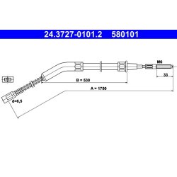 Brake Cable ATE 24.3727-0101.2 OE Ref 133609721