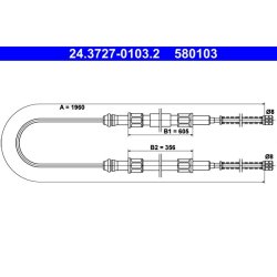 Câble de frein ATE 24.3727-0103.2 pour AUDI, VW 50, DERBY, POLO