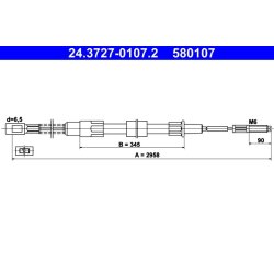 Brake Cable ATE 24.3727-0107.2 OE Ref 211609701T