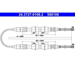Câble de frein ATE 24.3727-0108.2 pour VW PASSAT, SANTANA OE 321609721C