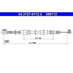 Câble de frein ATE 24.3727-0112.2 pour VW LT OE 281609701