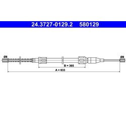 Câble de frein ATE 24.3727-0129.2 pour VW DERBY, POLO OE 867609701