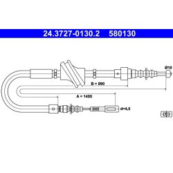 Câble de frein ATE 24.3727-0130.2 pour AUDI 100, 200 OE 443609721E