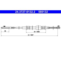 Câble de frein ATE 24.3727-0132.2 pour SEAT, VW TOLEDO, GOLF, JETTA