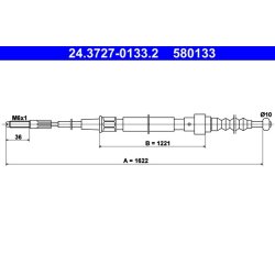 Câble de frein ATE 24.3727-0133.2 pour SEAT, VW TOLEDO, GOLF, JETTA