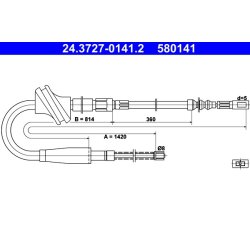 Brake Cable ATE 24.3727-0141.2 OE Ref 4A0609721E