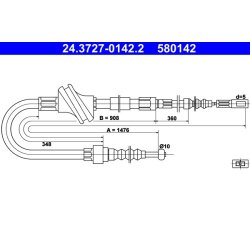Câble de frein ATE 24.3727-0142.2 pour AUDI 100 OE 4A0609721F